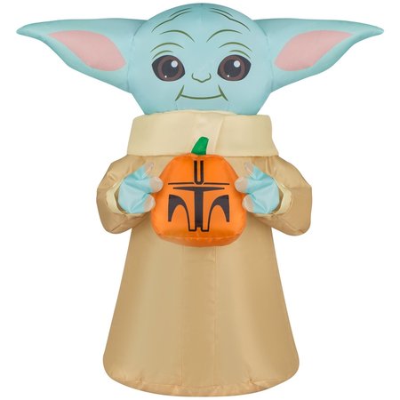 STAR WARS Gemmy Prelit  Airdorable The Child w/ Pumpkin Inflatable 227686